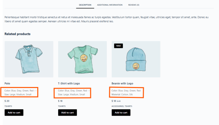 Product Attributes on Shop And Archive Pages for WooCommerce Product Page